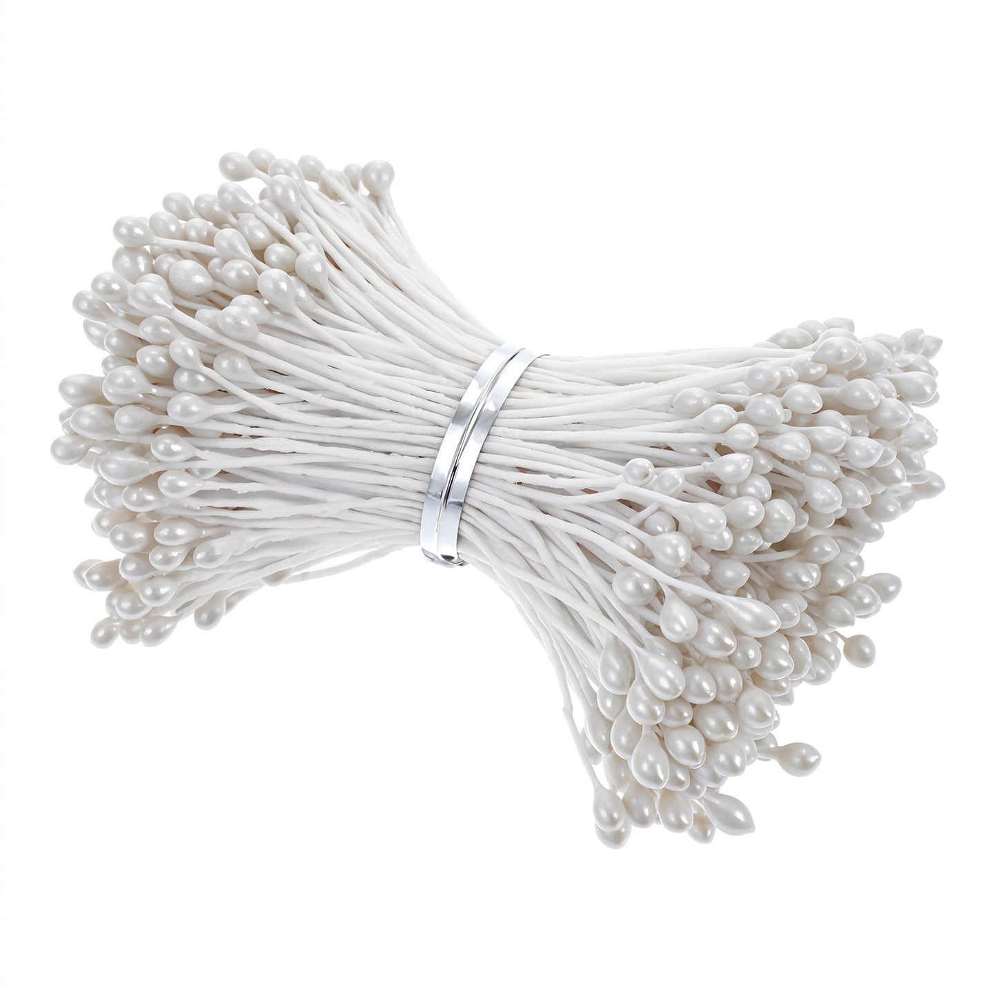1500 Pcs 3mm Pearl Flower Stamen Double Heads Flower Stamen Artificial Flowers Stamens Pistil Matt Pearlized Floral for DIY Christmas Card Making Wedding Decoration White