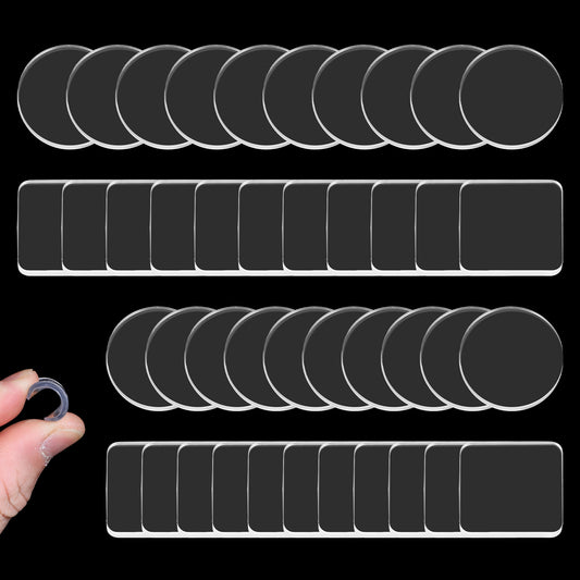 COMNICO Glass Table Top Bumpers, 40Pcs Soft Glass Table Top Anti Slip Pads Transparent Non-Adhesive Rubber Pads Round and Square Rubber Grippers for Table Kitchen Cabinets Laptop 2mm Thickness