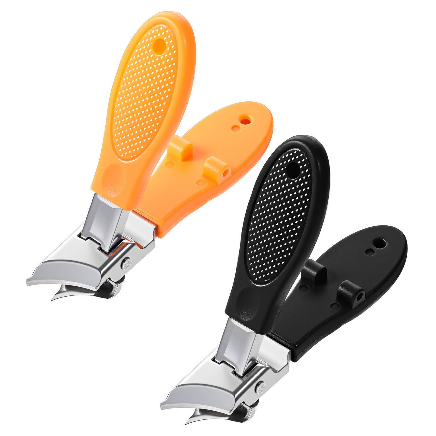 2PCS Anti-Splash Slanted Nail Clipper Wide Jaw Opening Toenail Clippers Slanted Ingrown Nail Clippers Long Handle Splashproof Nails Clipper Stainless Steel Curved Toe Trimmer for Women Men Thicknail