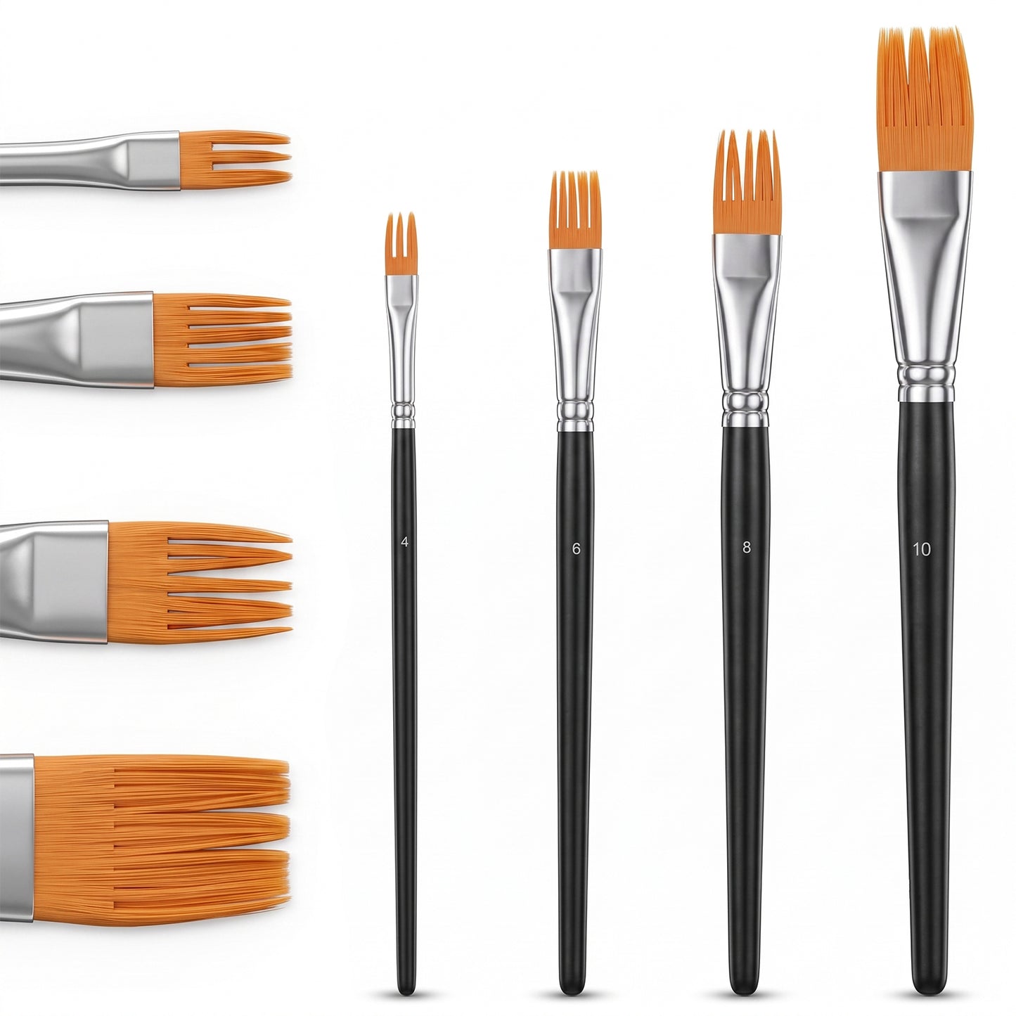 Hadnves 4PCS Paint Brush Comb Set Art Grainer Brush Comb Flat Combs Brushes