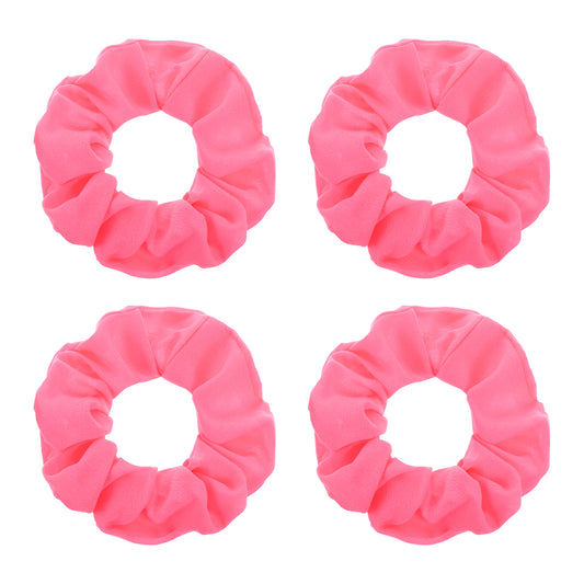 4 Pcs Neon Scrunchies for Hair 80s Soft Hair Scrunchy Elastic Ponytail Hair Ties Solid Colors Thick Bands Hair Accessories for Women Girls Festival Christmas Halloween Party (Rose)