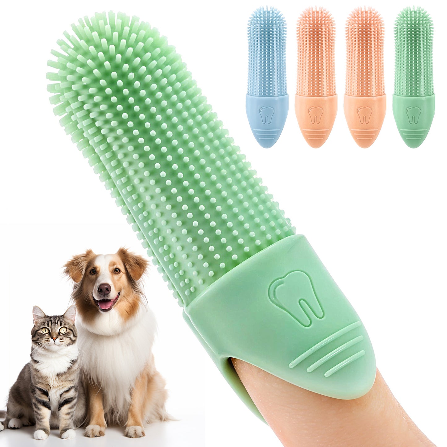 5Pcs Dog Toothbrush for Pet, Soft Silicone Finger Toothbrush 360° Cleaning Finger Brush for Small Breeds, Puppy & Kitten Dental Care, Gentle Cleaning, Travel-Friendly Design