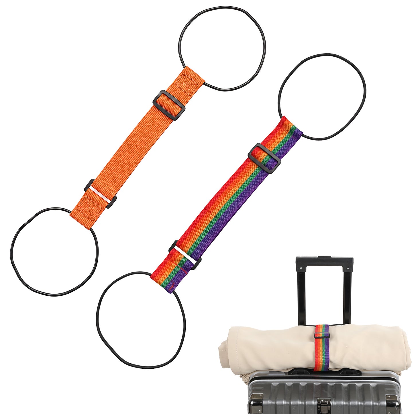 ElevateTech 2 Pcs Adjustable Luggage Straps, Elastic Strap Belt Luggage Accessories Multi Polyester Luggages Connector Straps for Travel Essentials