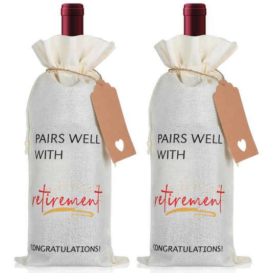 2PCS Retirement Gifts for Woman Men Wine Bag, Retirement Wine Gift Bag Happy Retirement Party Decorations Retired Leaving Gifts for Coworkers, A Trendy and Thoughtful Present for Retirement Party