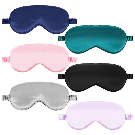 Silk Sleep Masks, 6 Pack Eye Masks for Sleep, Soft Satin Eye Cover with Elastic Strap for Sleeping, Blindfold Eye Cover for Sleepover Stuff Travel Nap Women Men Gifts