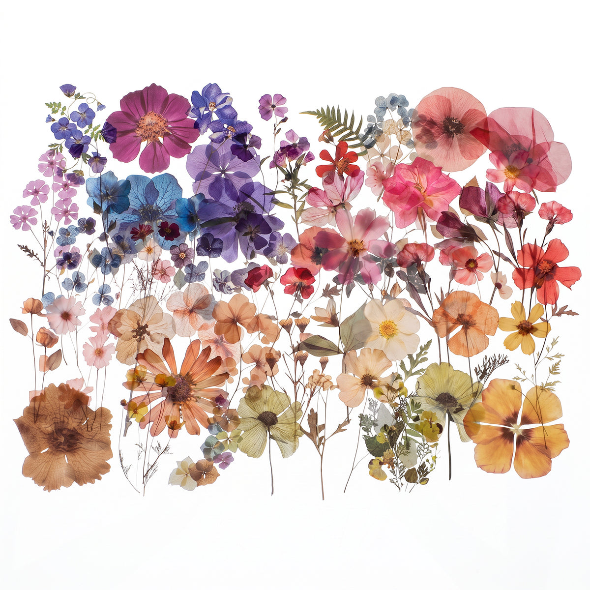 Heclia 100Pcs Flower Stickers for Scrapbook Supplies Pressed Floral Sticker