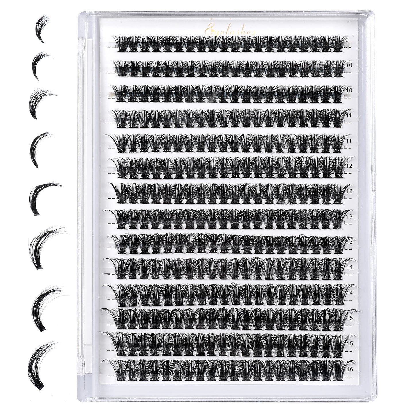 Wanmu 240 Pcs Fairy Lash Extensions Clusters, 3D Black Lash Clusters False Eyelashes Individuals Eyelash Cluster D Curl 14mm/16mm DIY Colorful Eyelash Kit (No Glue) (Black)