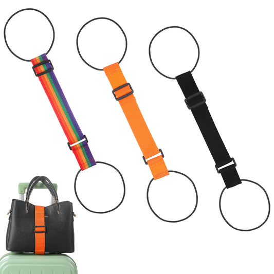 Wanmu 3pcs Adjustable Luggage Straps for Multiple Suitcases Elastic Add A Bag Luggage Connector Straps for Carry On Bag Multi-Functional Durable Travel Packing Strap Belt(Black, Colorful, Orange)