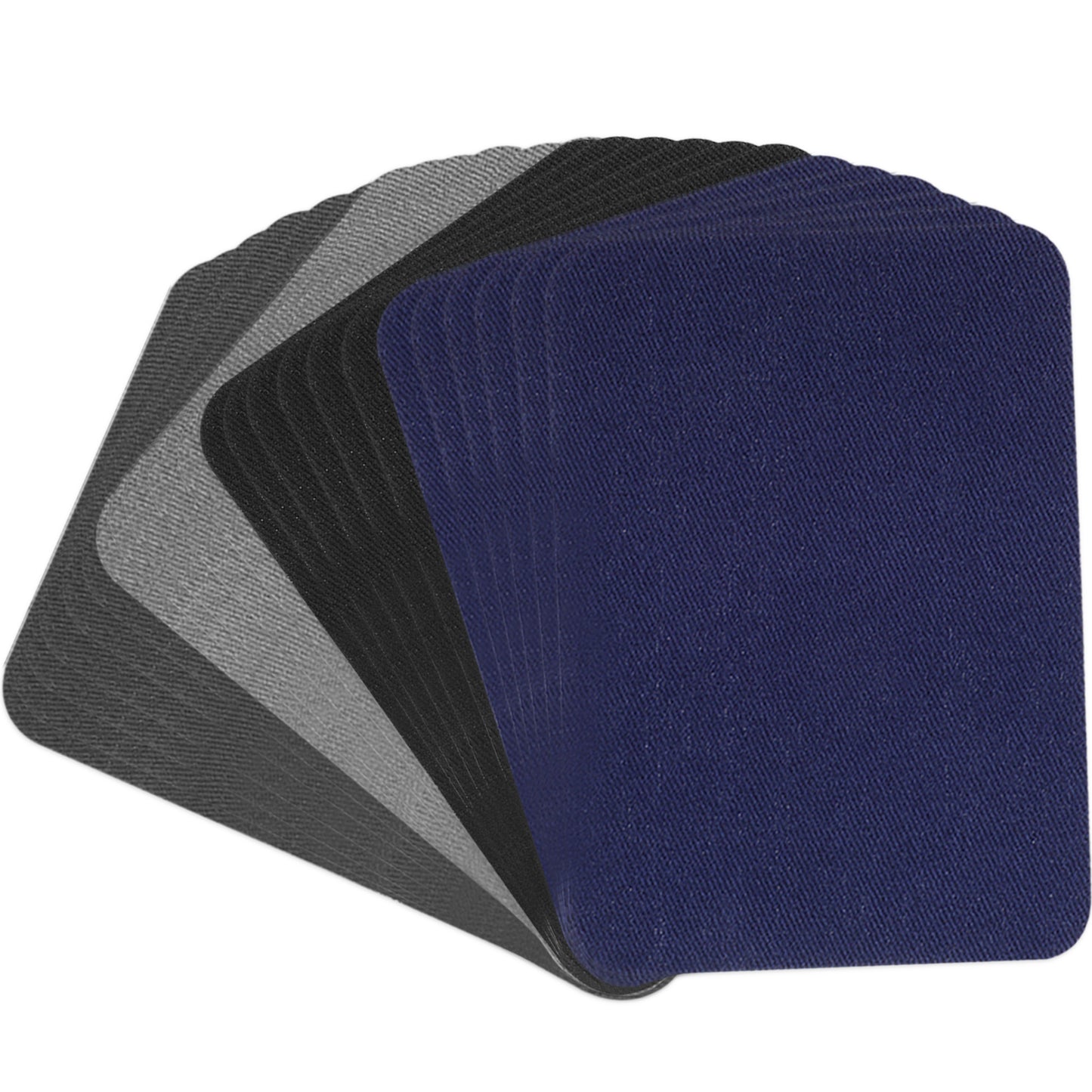 Wanmu 24Pcs Iron-on Patches, Fabric Iron on Repair Patch, Premium Quality Denim Decorating Kit for Clothing Inside and Outside Sew - Dark Grey, Light Grey, Dark Blue, Black(4.13" × 3")