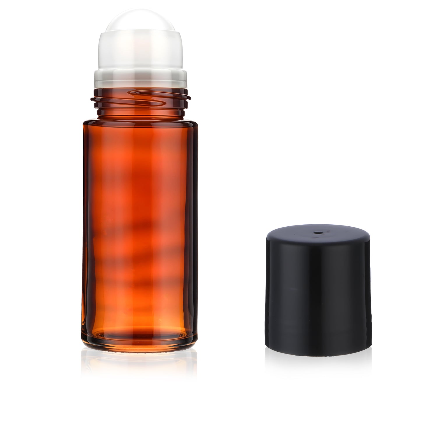 1Pc Brown 50ml Glass Roller Bottle for Essential Oils, Refillable Roll On Bottles Dispensing Perfume with Ball Applicator, Empty Deodorant Containers Frosted Lip Oil Eye Cream Bottle Dispenser
