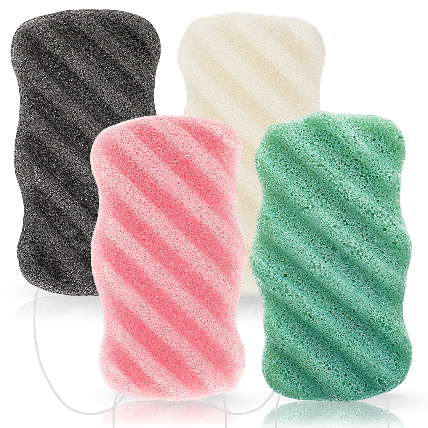 Sibba 4 Pcs Facial Sponges for Cleansing Natural Facial Scrubber Exfoliator Face Scrub Pads Reusable Facial Sponges Face Exfoliating Loofah Soft Big Sponge Wash for Daily Cleansing