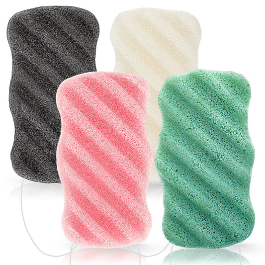 Sibba 4 Pcs Facial Sponges for Cleansing Natural Facial Scrubber Exfoliator Face Scrub Pads Reusable Facial Sponges Face Exfoliating Loofah Soft Big Sponge Wash for Daily Cleansing