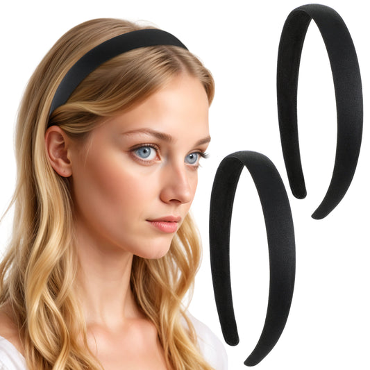 3 Pcs Wide Padding Headband Solid Satin Hairbands Motique Hair Styling Accessories No Teeth Thick Simple Hair Hoop Seamless Lightweight Hair Accessories for Women Teen Girls