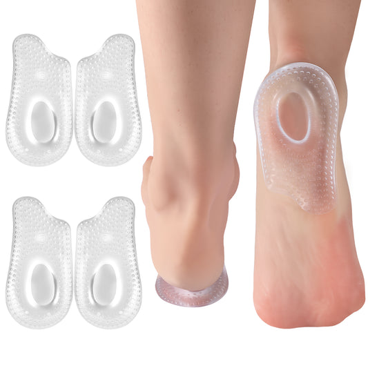 Sibba 2 Pair Plantar Fasciitis Heel Cups, Heel Inserts for Achilles Tendonitis, Plantar Fasciitis, Shock Absorption, Plantillas para Espolon Calcaneo, Gel Heels Cushions and Cups, Large