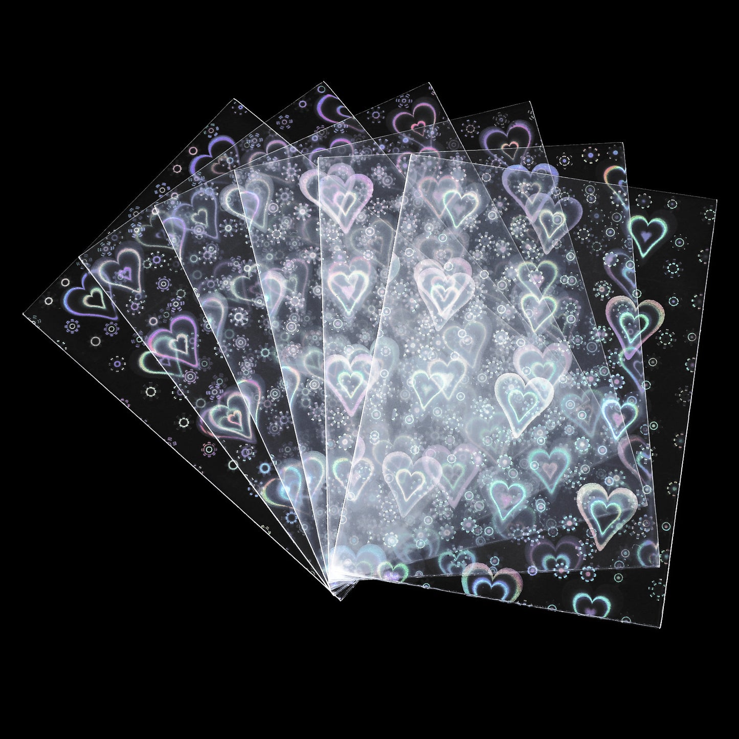 Heclia 100Pcs Flashing Photocard Sleeves Heart Shape Flashing Card Sleeves Holographic Foil Protective Cover Transparent Waterproof Trading Card Holders for Photo Enthusiasts Collectors