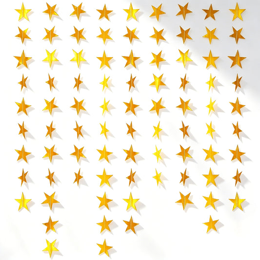 Sibba 6PCS Gold Star Garland Decorations, 78 Feet Glitter Star Paper Garland Banner Hanging Decoration Double Side Gold Stars Streamers for Wedding Birthday Festival Party