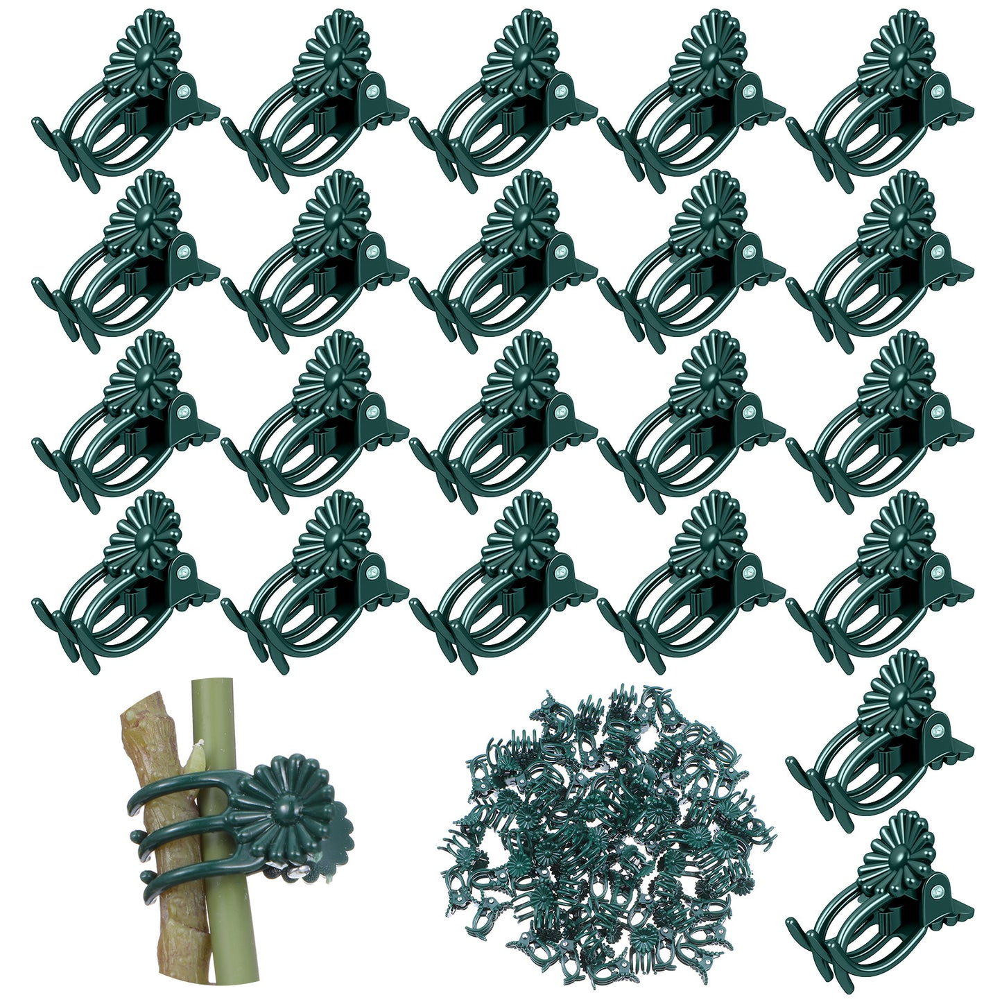 Gsbnjuy 80 Pcs Plant Clips Orchid Clips for Support Small Plant Orchid Support Clip for Climbing Plants Flower Vine Garden Stem Grow Upright Dark Green