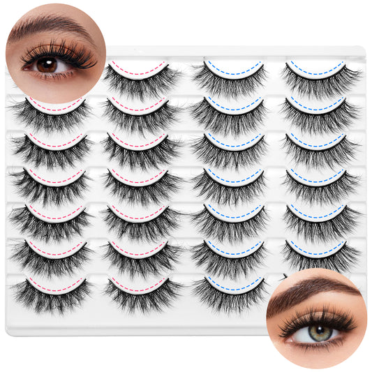 14 Pair Lash Clusters 12/15mm Long Dramatic Fluffy Eyelash Extension Kit Wispy Soft Volume False Eyelash for Makeup Cosmetic Women Beauty DIY Extense Home
