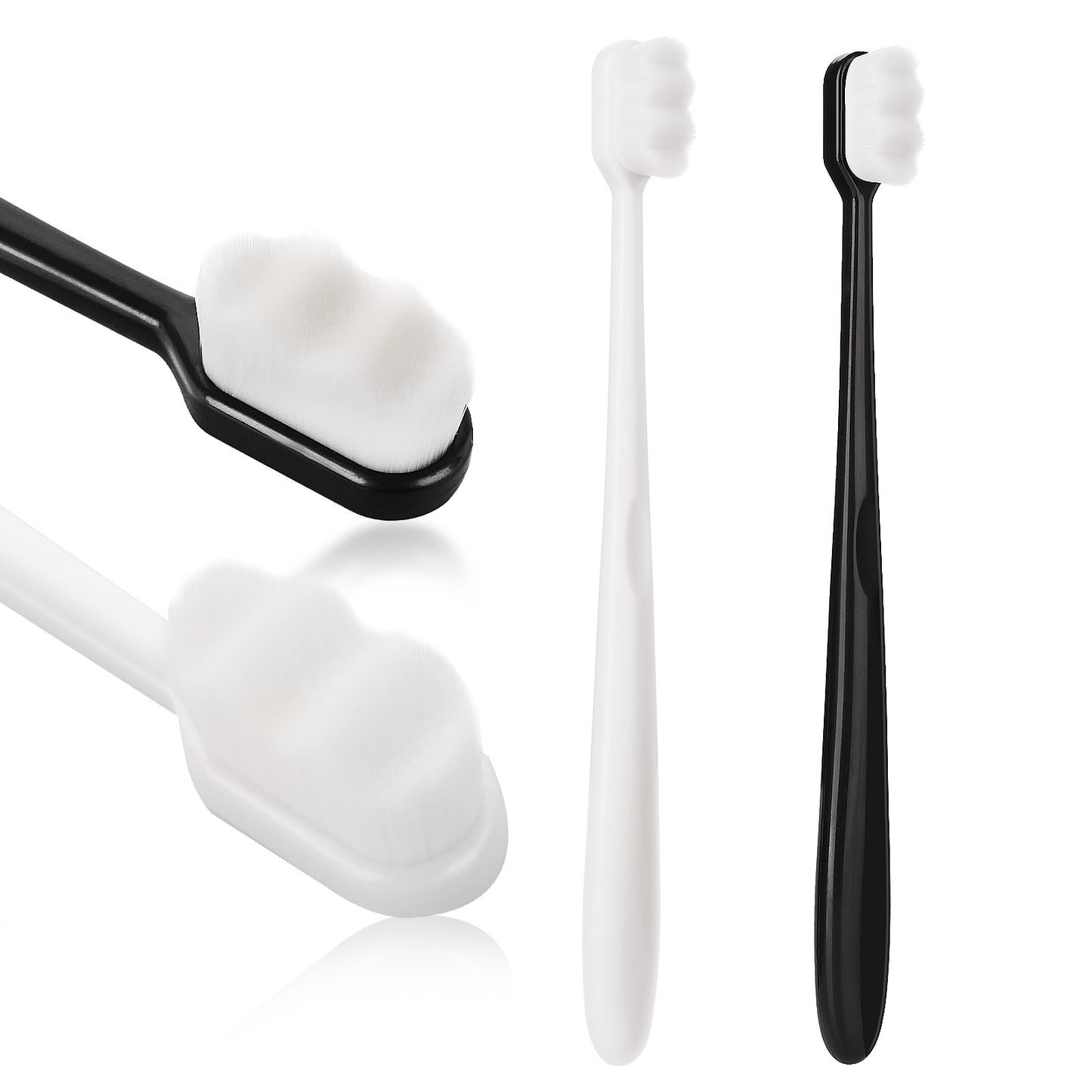 WLLHYF Extra Soft Toothbrush Micro Nano Toothbrushes Sterile Fiber Adult Toothbrush Painless Brushing for Sensitive Teeth Oral Recession Adult Kid Children (Black White, 2 Pcs)