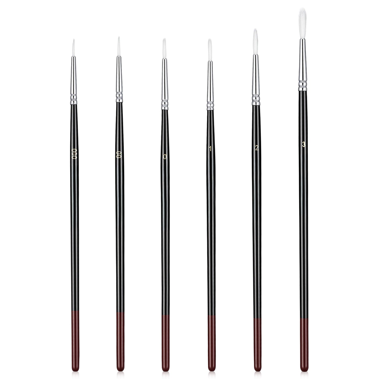 Wanmu 6Pcs Script Liner Paintbrush Set, Extra Long Fine Point Tip Liner Brush, Highly Flexible Detail Paintbrushes for Watercolor, Acrylic, Oil, Gouache, Nail Art (Black)