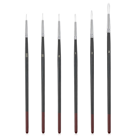 Wanmu 6Pcs Script Liner Paintbrush Set, Extra Long Fine Point Tip Liner Brush, Highly Flexible Detail Paintbrushes for Watercolor, Acrylic, Oil, Gouache, Nail Art (Black)