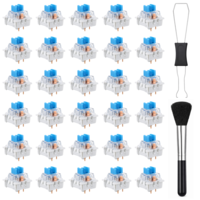 Ptwola 32 Pcs Blue Keyboard Switches Clicky Mechanical Keyboard DIY keyboard Replacement Kit with Switch Puller and Brush for Gaming Keyboards Computer Accessories