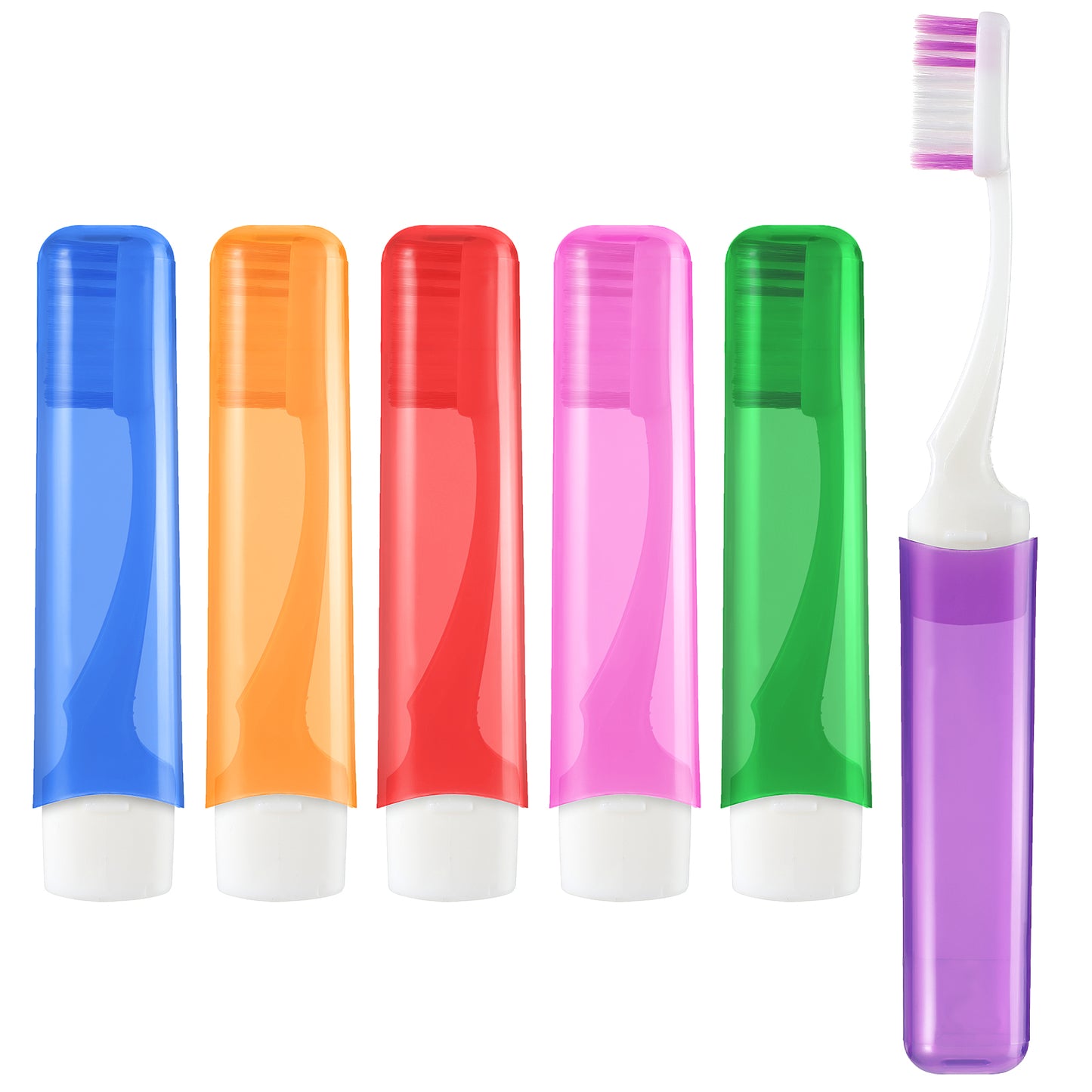 Qianyu 6 PCS Travel Toothbrush Set, Mini Portable Foldable Toothbrushes Small Soft Bristle Tooth Brush with Case Individually Wrapped Toiletries Stuff for Home Hiking Camping