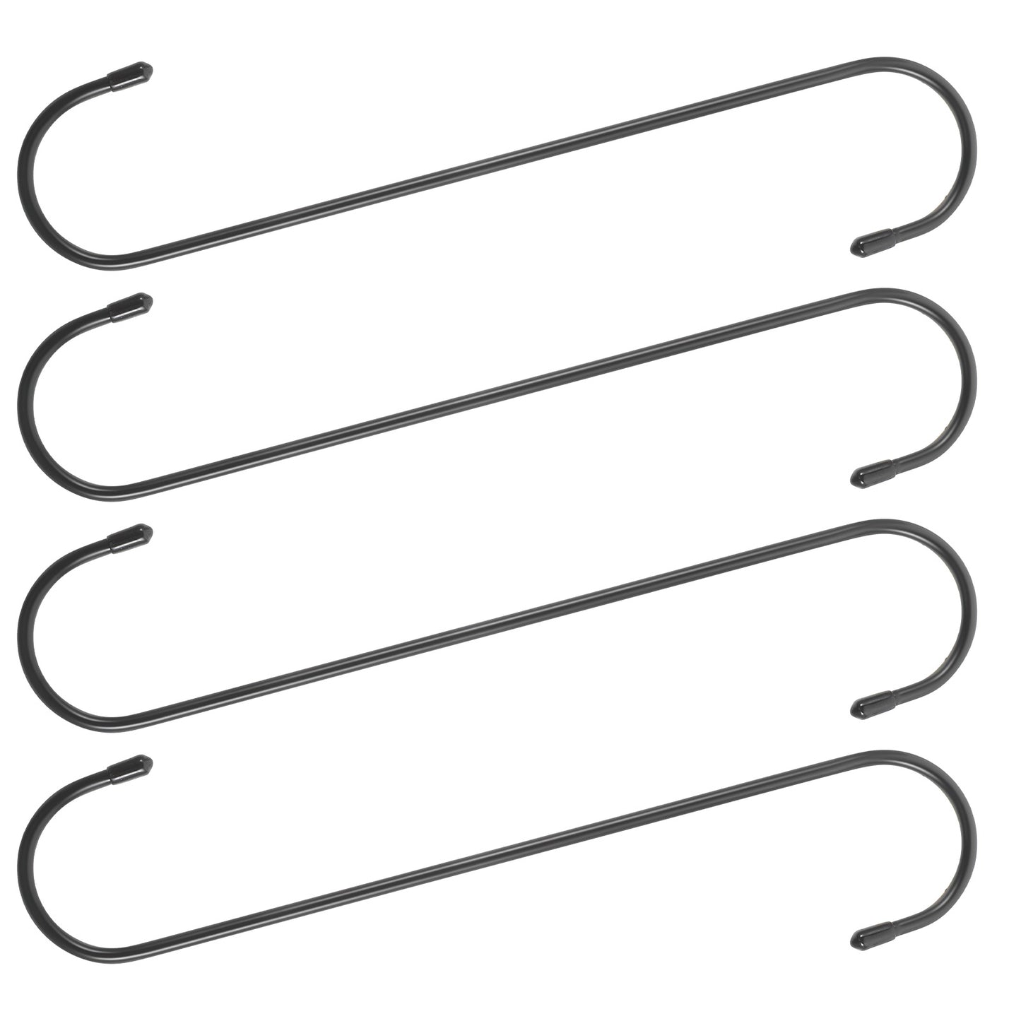 COMNICO 4pcs Large S Hooks Black Heavy Duty Long S Hooks Hanging Plant Extension Hook for Kitchenware Utensils Pots Closet