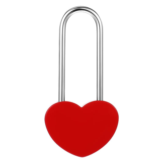 3.9" 50mm Heart Padlock Love Lock, Love Padlock Red Single Heart Lock, Heart Wish Lock Metal Padlock for Lovers Wedding, Valentines, Anniversary, Travel, Valentines Day, Bridge(NO Key)