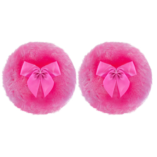 Sibba Large Fluffy Powder Puff, 4 Inch Ultra Soft Washable Reusable Velour Face Body Powder Puff Loose Powder Puffs Wet Dry Makeup Tool (Rose red)