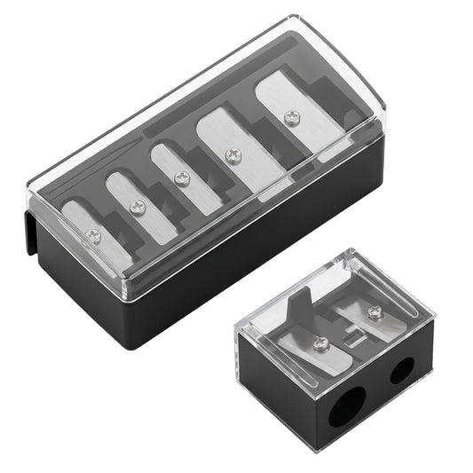 2 Pcs Makeup Pencil Sharpener 5 and 2 Hole Cosmetic Pencil Sharpener Portable Makeup Eyeliner Pencils Sharpeners Universal Cosmetic Manual Tools for Eyeliner Lip Liner Eyebrow Thick Thin Pencils