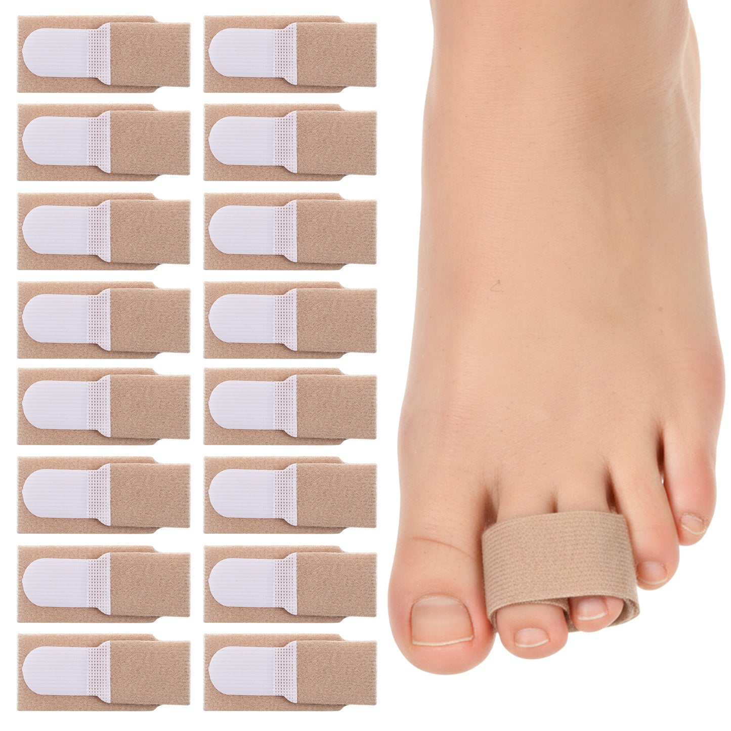 16 Pcs Hammer Toe Wrap Straightener Adjustable ToeSplint Toe Bandages Protectors Reusable Fabric Buddy Wraps Toes Corrector Splints for Men Women Crooked Curled Bent Toes