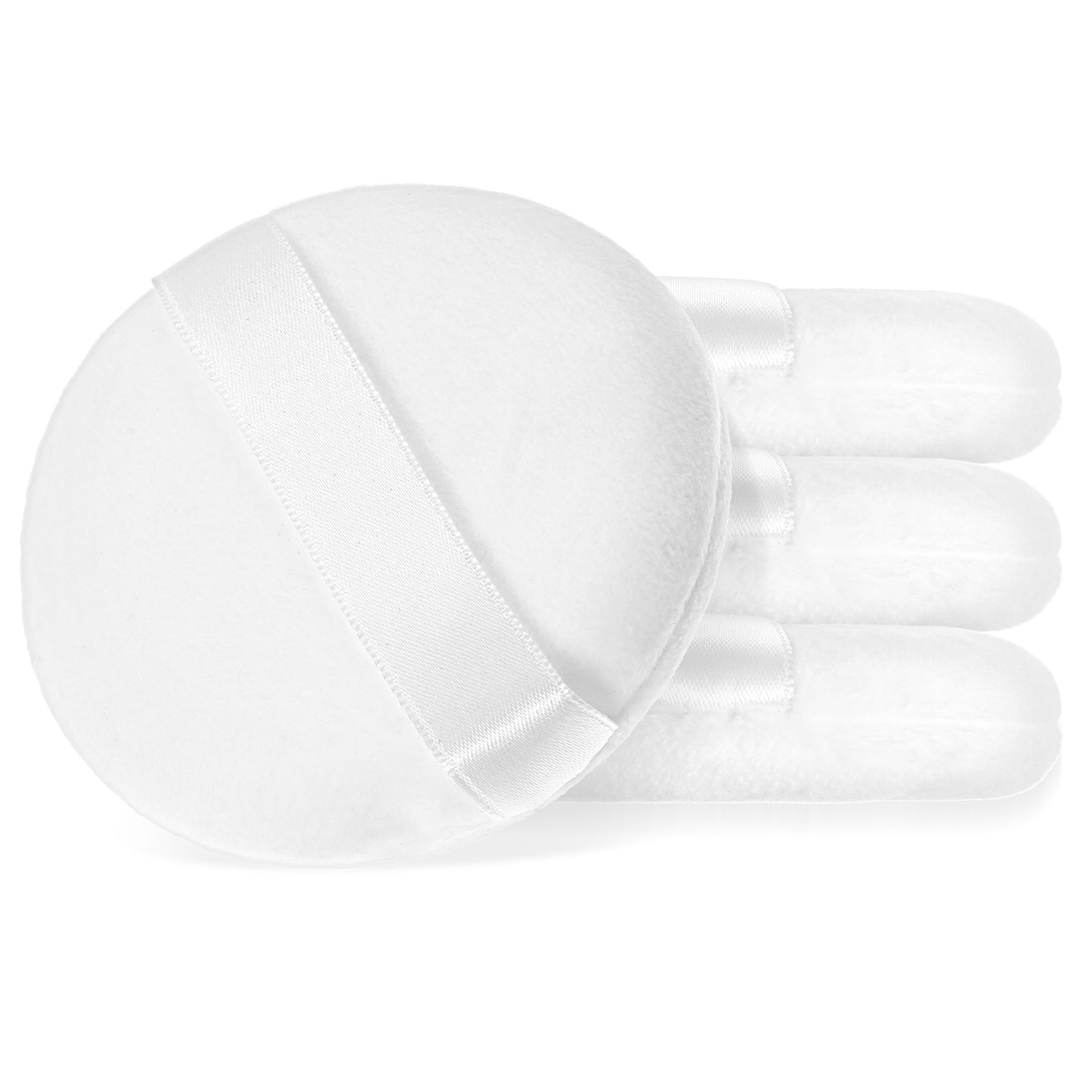 Sibba 4Pcs Round Powder Puff, 3.54 Inch Soft Body Powder Puff, Washable Reusable Velour Face Loose Powder Puff, Wet Dry Makeup Puffs for Women and Girls