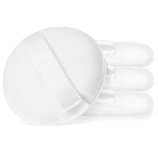 Sibba 4Pcs Round Powder Puff, 3.54 Inch Soft Body Powder Puff, Washable Reusable Velour Face Loose Powder Puff, Wet Dry Makeup Puffs for Women and Girls
