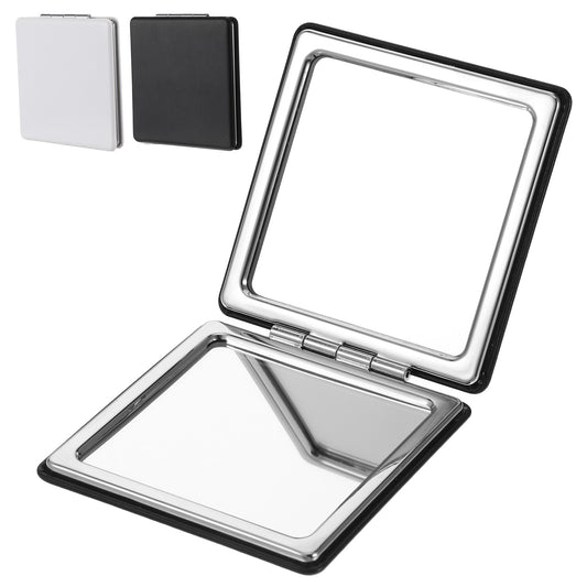 2 Pcs Compact Makeup Mirrors Black Elegant Vanity Mirror Magnifying Foldable Cosmetic Mirrors Portable Beauty Mirror for Handbag Pocket Wallet Classical PU Leather Daily Work Business
