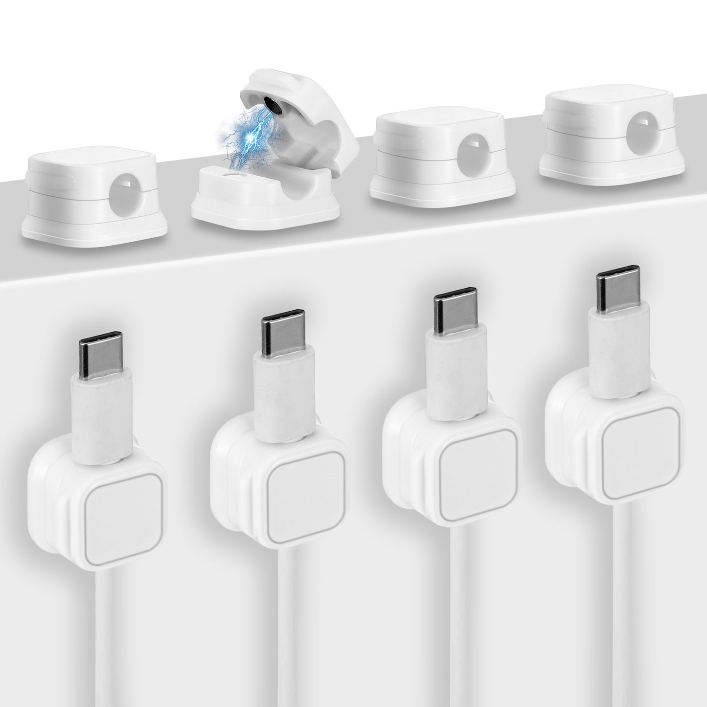 Wanmu 10Pcs Cord Organizer Holder, Magnetic Cable Clips Under Desk Cable Management, Hide Phone Charging Cable Keeper, Strong Adhesive Cord Holder for Nightstand Kitchen Car Office, Phone Wire Keeper