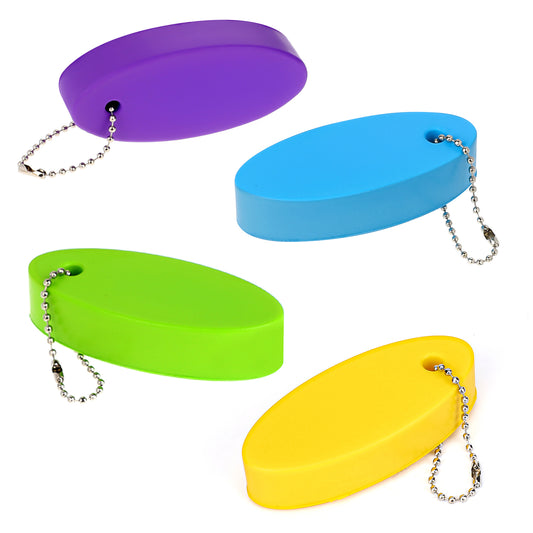 Wanmu 4 Pcs Boat Key Floating Keychain, Waterproof Float Keychain Pendant, Oval Bright Color Key Rings Chain, Water Sports Accessories for Boating, Fishing, Sailing(Blue, Green, Yellow, Purple)
