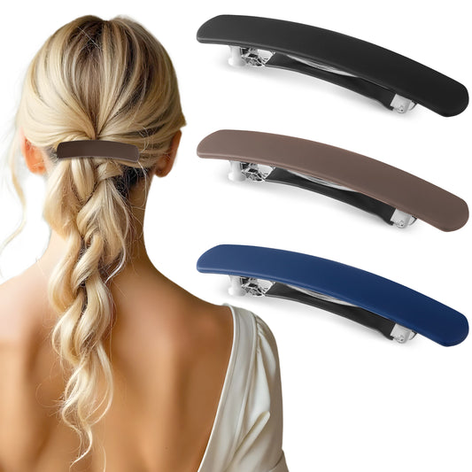 3 PCS Medium Hair Barrettes for Women Curved Matte French Pins Vintage Flat Ponytail Clips No Slip Metal Spring Hairpins Strong Hold Hair Accessories for Women Girls Thin Thick Fine Workouts