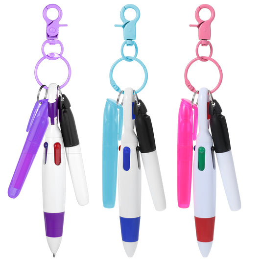 Sibba 3 Pcs Mini Highlighter Nurse Pen Set Include Tip Permanent Marker Pen Retractable Ball Pen With Nursing Keychain Clip Nursing Ballpoint Pens Multicolor Work Pens for Office Hospital