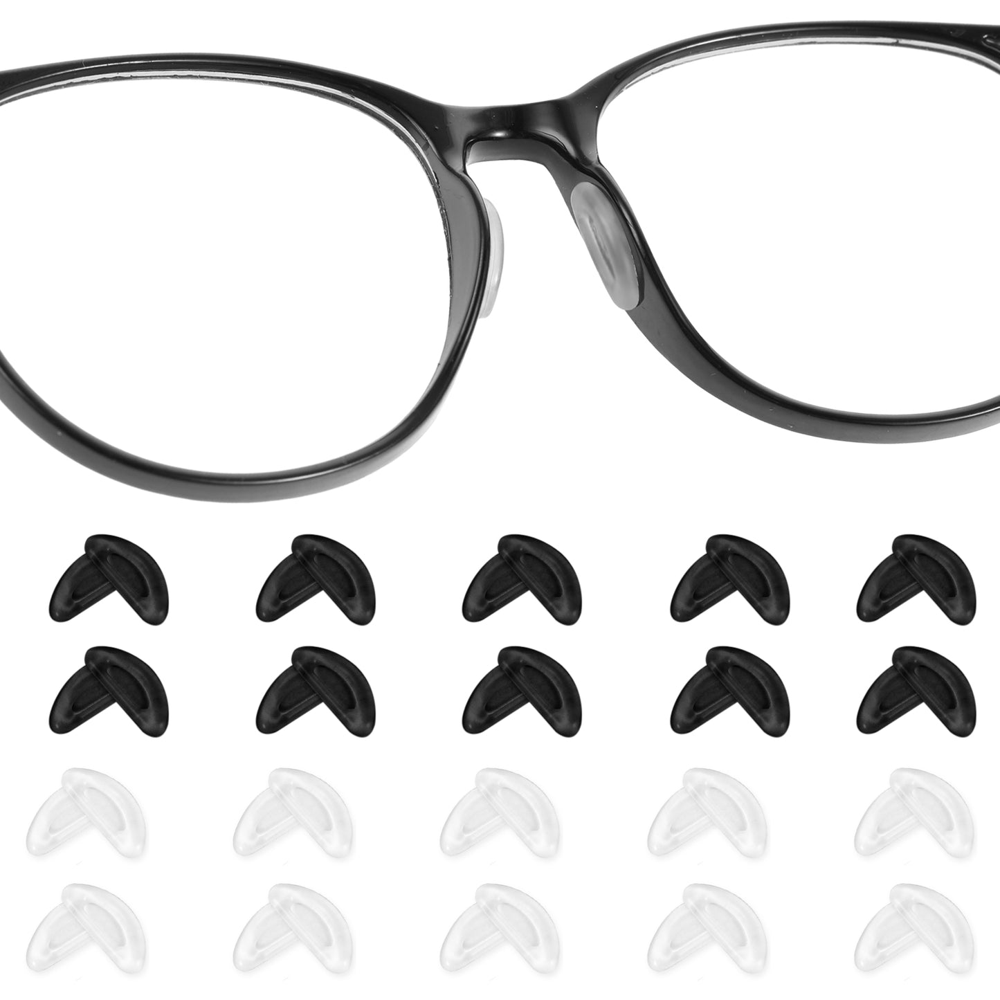 COMNICO 20 Pairs Eyeglasses Nose Pads Silicone Anti-Slip Nosepads Replacement Soft Adhesive Sticky Backing Nonslip Stop Glasses from Sliding Glass Repairing Kit for Glasses Sunglasses Accessories