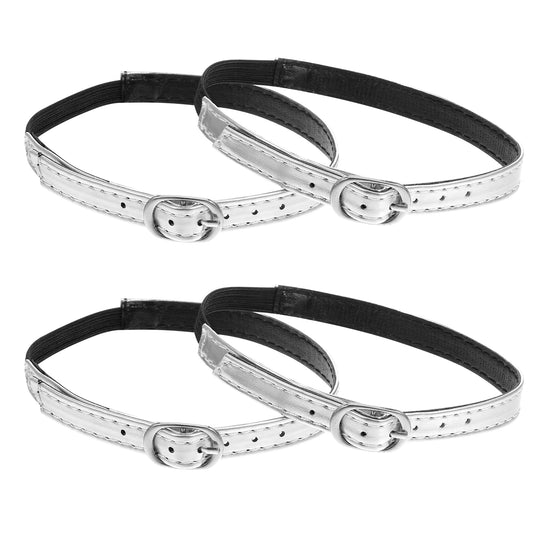 COMNICO 2 Pairs Shoe Straps Detachable PU Leather Ankle Straps Adjustable High Heels Anti-loose Shoelaces with Buckle for Lady Women Girls Holding Loose Heels Pumps(Silver)