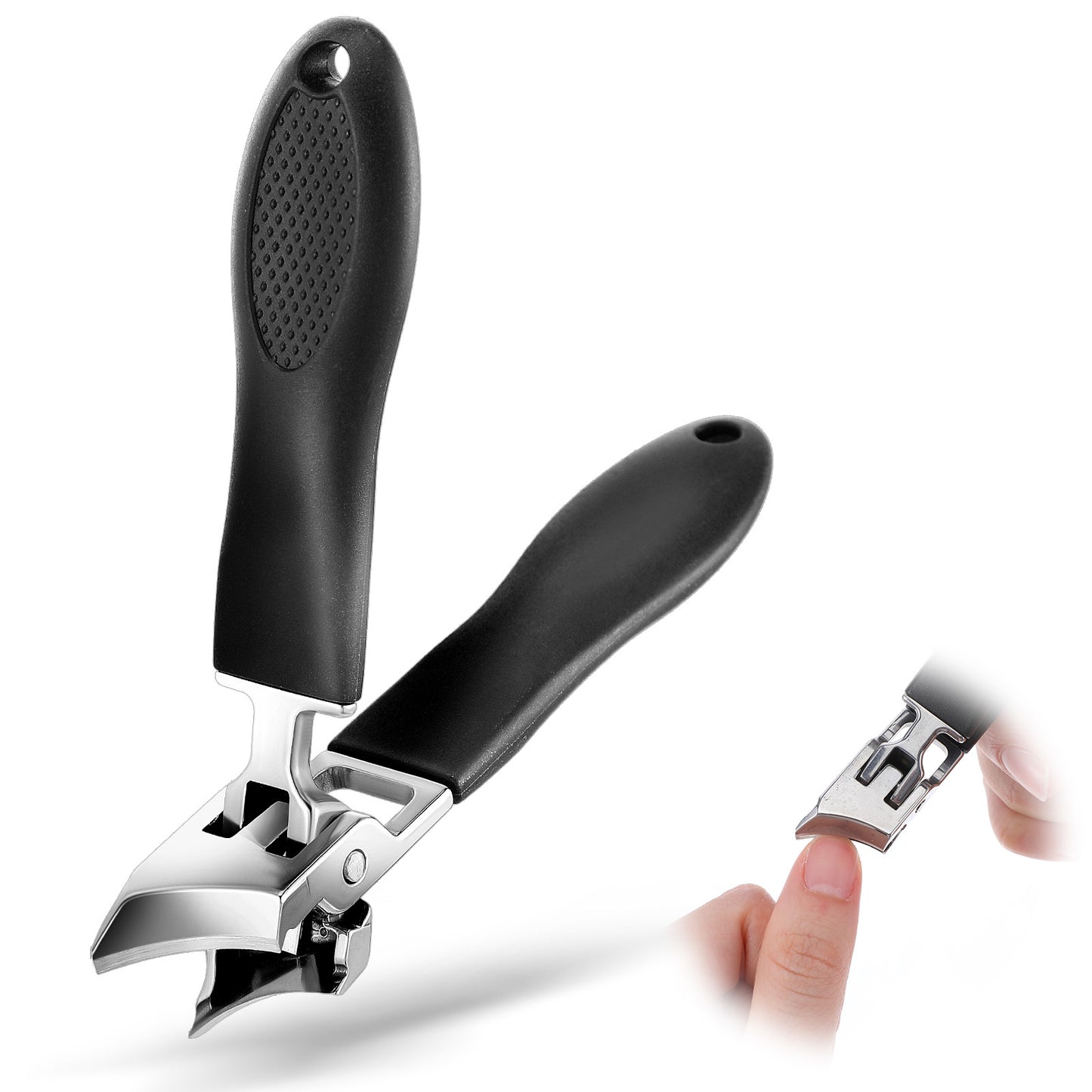 Wanmu Wide Jaw Opening Anti-Splash Slanted Nail Clipper, Household Angled Nail Clippers for Thick Toenails, Curved Fingernail and Toenail Clippers, Ingrown Toenail Clippers for Men Women (Black)