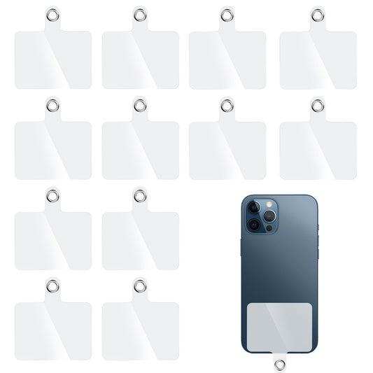 Wanmu 12Pcs Phone Tether Tab, Universal Clear Cellphone Patch for Crossbody Lanyard, Cell Phone Accessories with Metal Rings for Most Smartphones