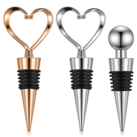 3 Pcs Wine Stoppers for Wine Bottles Reusable Champagne Beverage Bottles Stopper Heart Shape Beer Wine Corks Decoration Bottle Outlet Cap for Standard Size Leak Proof Bar Tools