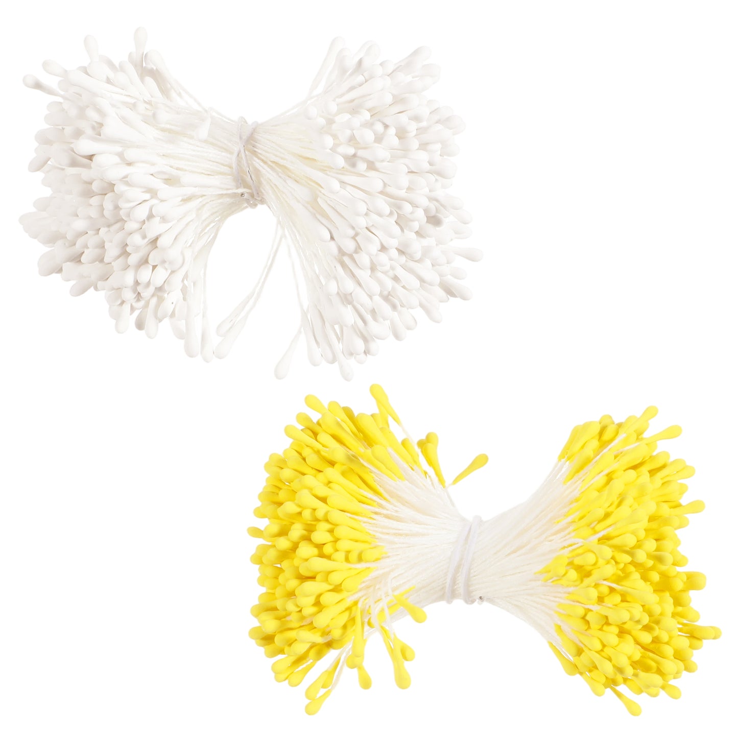 800 Pcs Yellow Pearl Double Heads 2mm Handmade Flower Stamens White Artificial Flower Paper Stamens Floral Pistil for Crafts DIY Flowers Making Wedding Decoration Christmas Scrapbook Embellishment