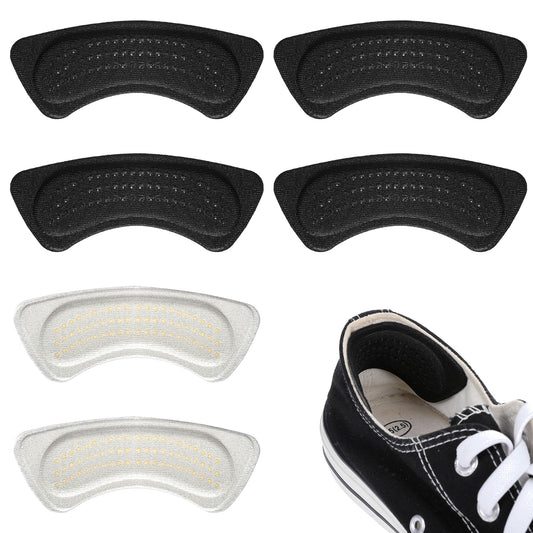 Wanmu 4 Pairs Heel Grips Liner Cushions Inserts, Self-Adhesive Heel Pads Snugs for Loose Shoes, Blister Heel Grips Protectors to Improved Shoe Fit, Prevent Heel Slipping, Rubbing, Blisters