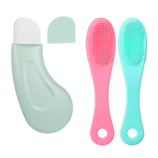 Sibba 3Pcs Nose Blackhead Removal Tool Set, Black Head Scraper Tool with Silicone Face Scrubber Skin Pore Spatula, Deep Cleansing Pore Extractor Skin Care Tools for Men and Women
