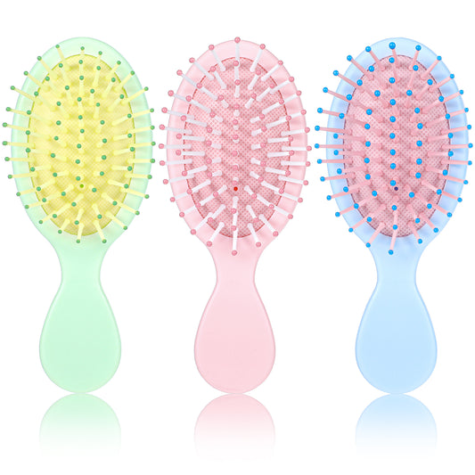 COMNICO Mini Wet Hair Brush, 3Pcs Small Size Travel Detangling Brush 3 Colors Wet Dry Tangle-Free Hair Brush Without Tears or Breakage for Men Women Straight Curly Thick Hair