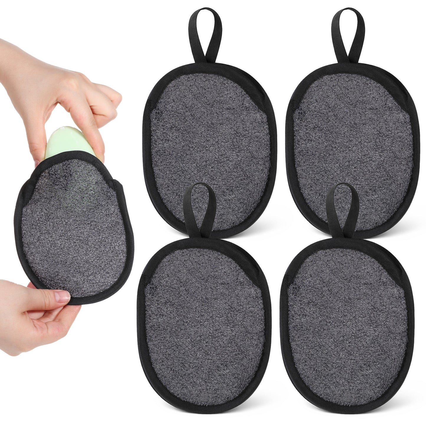4 Pcs Soap Saver Bag, Soft Exfoliation Soap Pouch, Double Sided Scrub Foaming Net Bag with Hanging Rope, Soaps Mesh Bar Holder for Washing Body, Soaps Sack Sponge Bags for Shower Bath