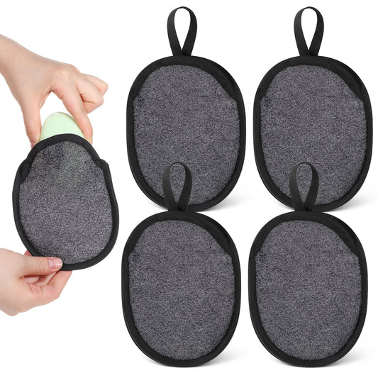 4 Pcs Soap Saver Bag, Soft Exfoliation Soap Pouch, Double Sided Scrub Foaming Net Bag with Hanging Rope, Soaps Mesh Bar Holder for Washing Body, Soaps Sack Sponge Bags for Shower Bath